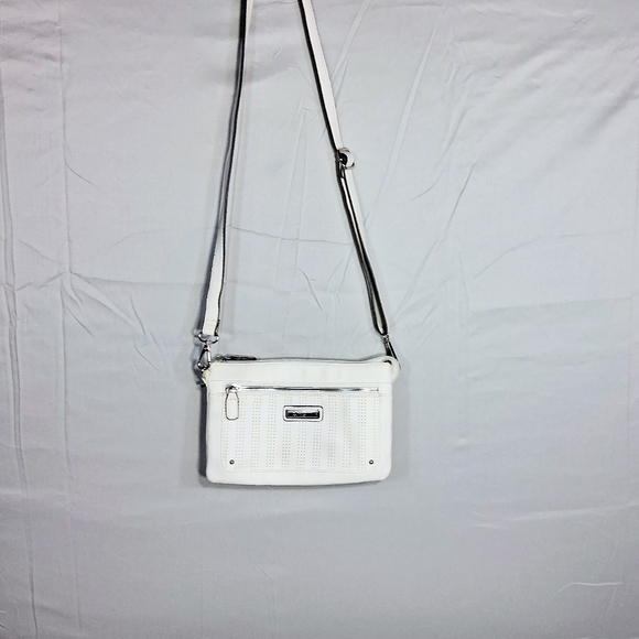 Women's Rosetta White Crossbody  Zippered Bag/Purse - Picture 10 of 11